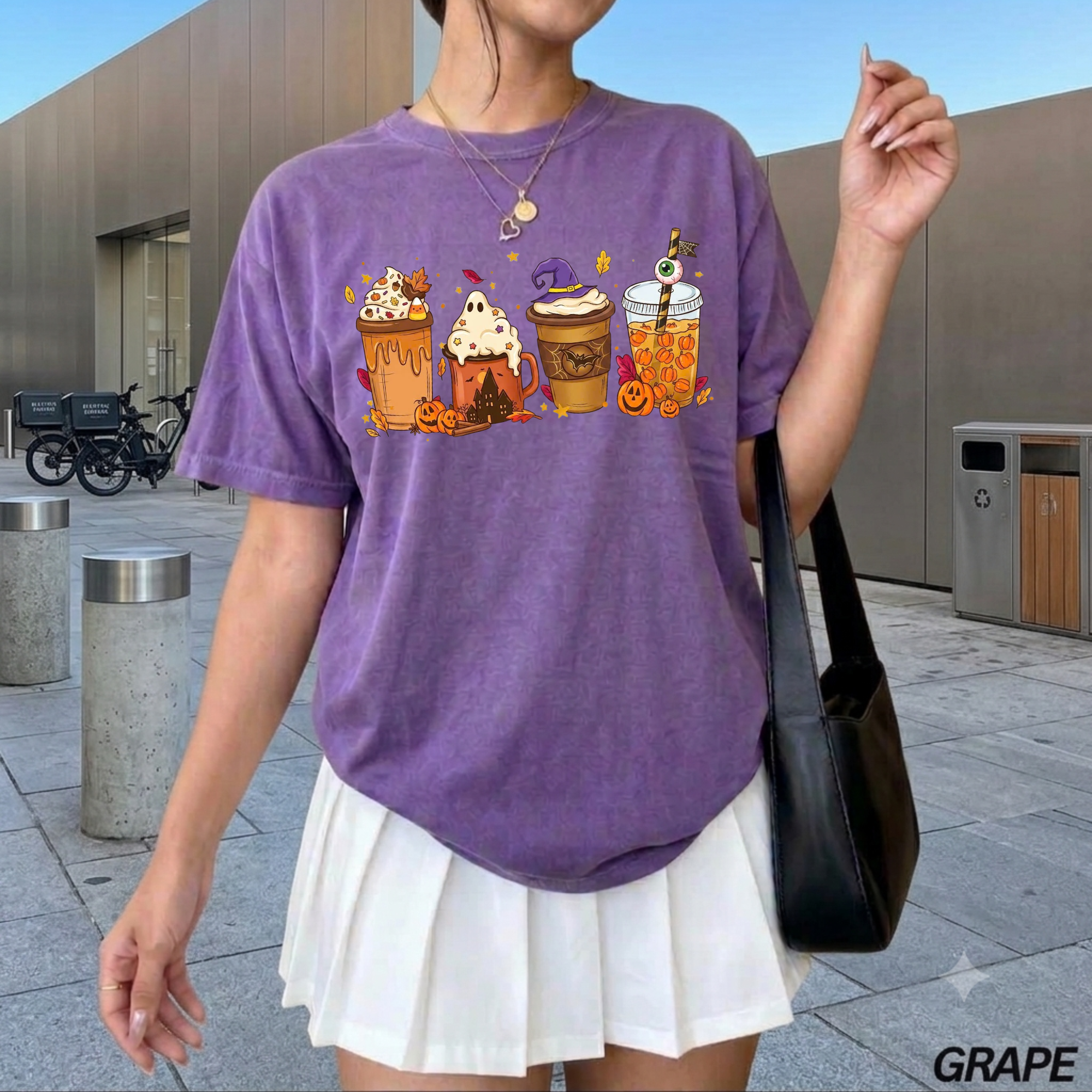 Fall Vibes Halloween Drinks Graphic Tee, Iced Coffee Ghost Shirt, Cozy Autumn Season Shirt, Funny Coffee Lover Gift