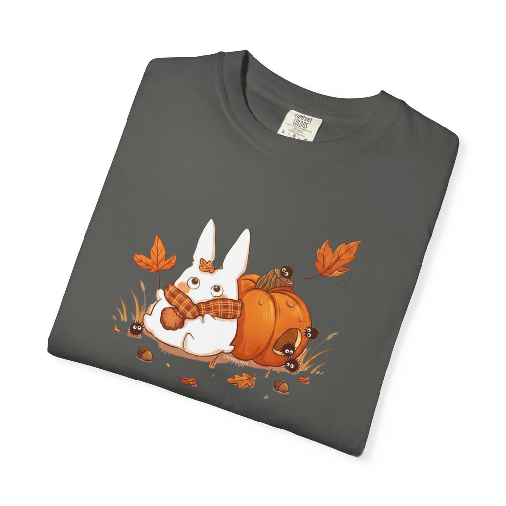 Studio Ghibli Autumn T-Shirt, Cute White Rabbit and Soot Sprites Tee, Spooky Season Pumpkin Shirt, Comfort Colors® Fall Apparel