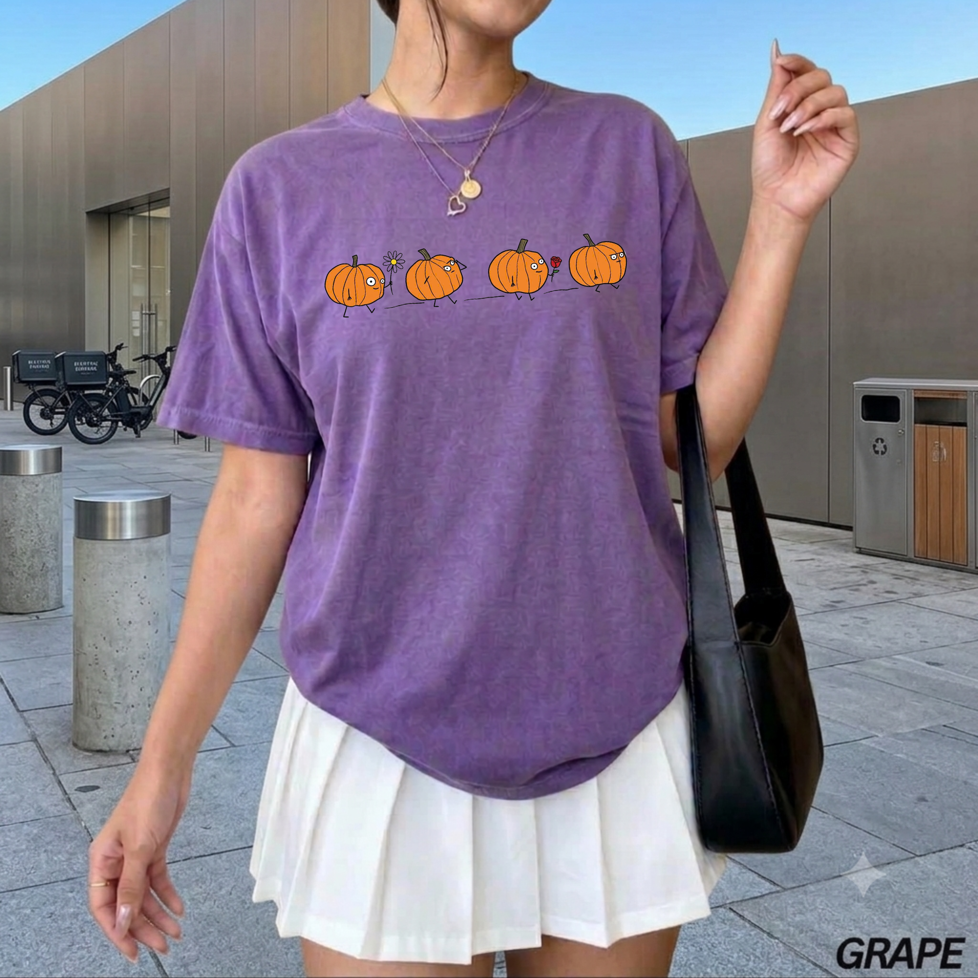 Cute Pumpkin Parade Comfort Colors T-Shirt — Cute Minimal Halloween Pumpkin Tee, Fall Aesthetic Graphic Tee