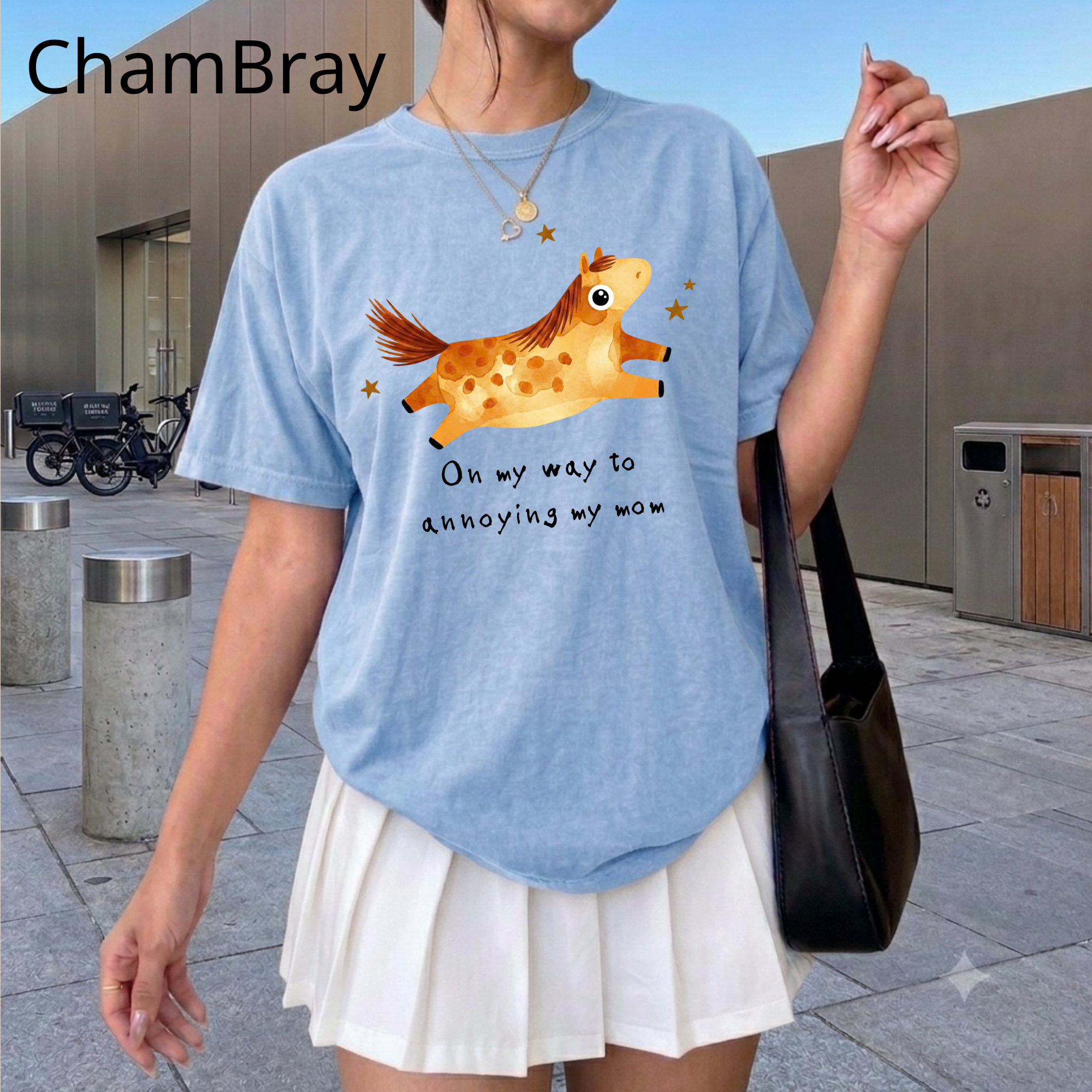 Custom "On My Way To Annoying my husband" Comfort Colors T-Shirt, Funny Horse Graphic Tee, Cute Animal Lover Gift