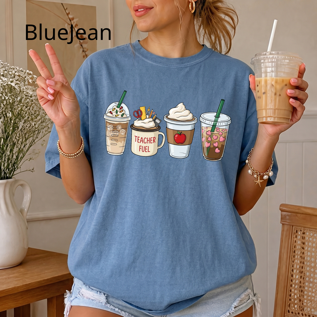 Teacher Coffee Fuel T-Shirt, Cute Teacher Graphic Tee, Back to School Shirt for Teachers, Caffeine Queen Teacher Shirt
