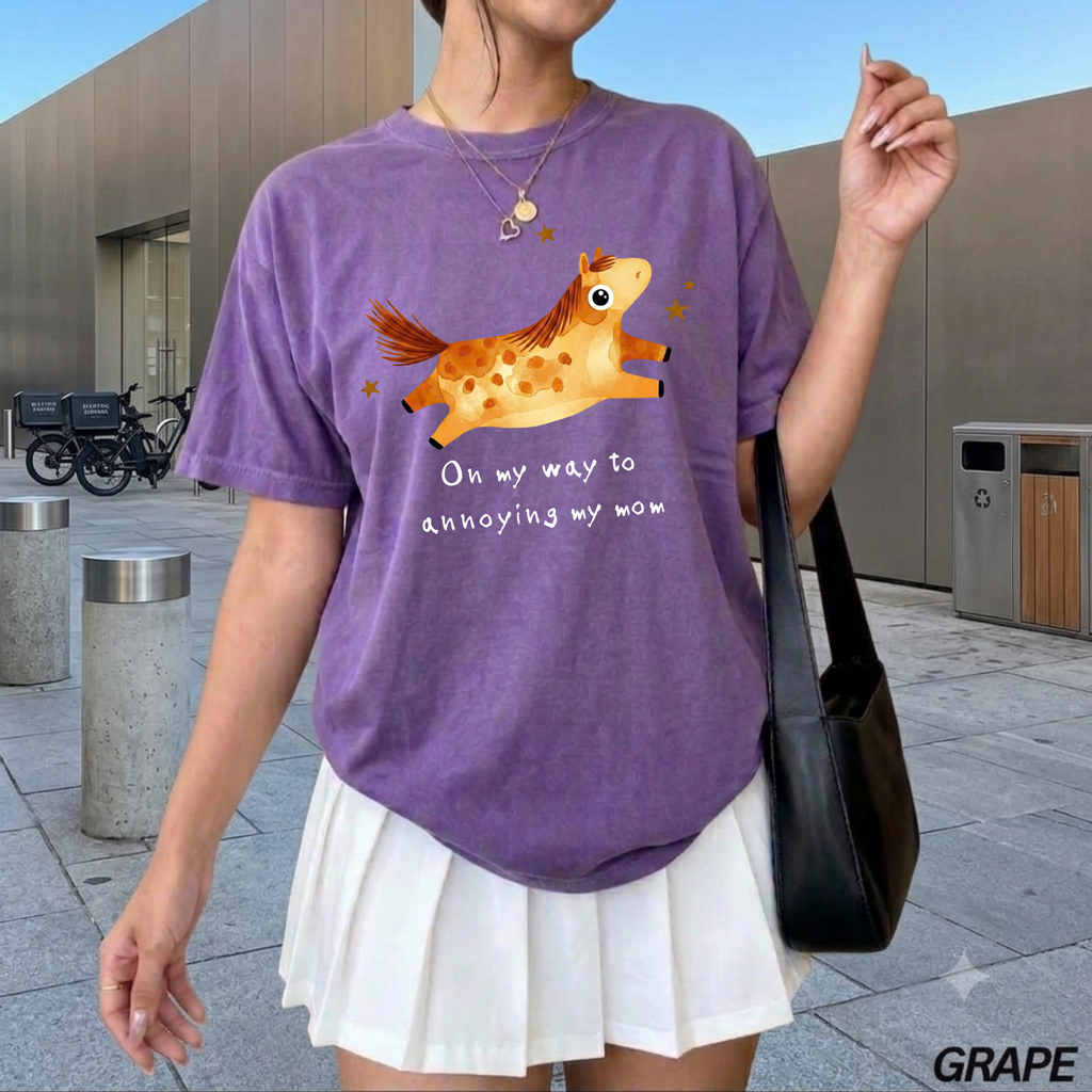 Custom "On My Way To Annoying my husband" Comfort Colors T-Shirt, Funny Horse Graphic Tee, Cute Animal Lover Gift