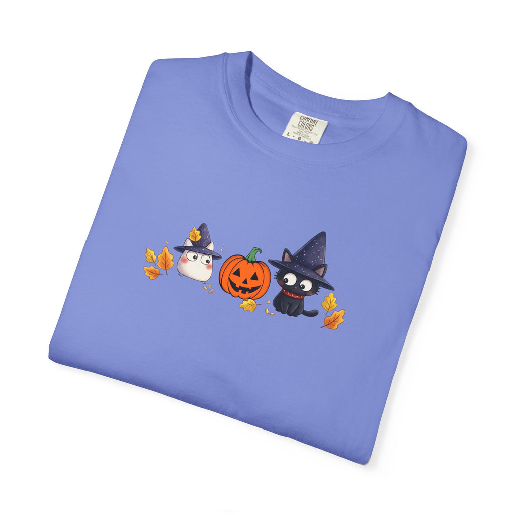 Cute Halloween Witch Cat & Ghost Pumpkin T-Shirt