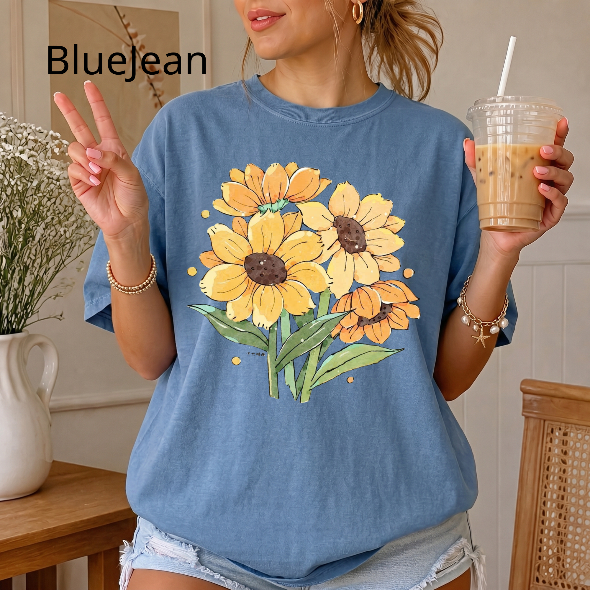 Vintage Sunflower Bouquet T-Shirt, Botanical Nature Lover T-Shirt, Cute Summer Nature Shirt