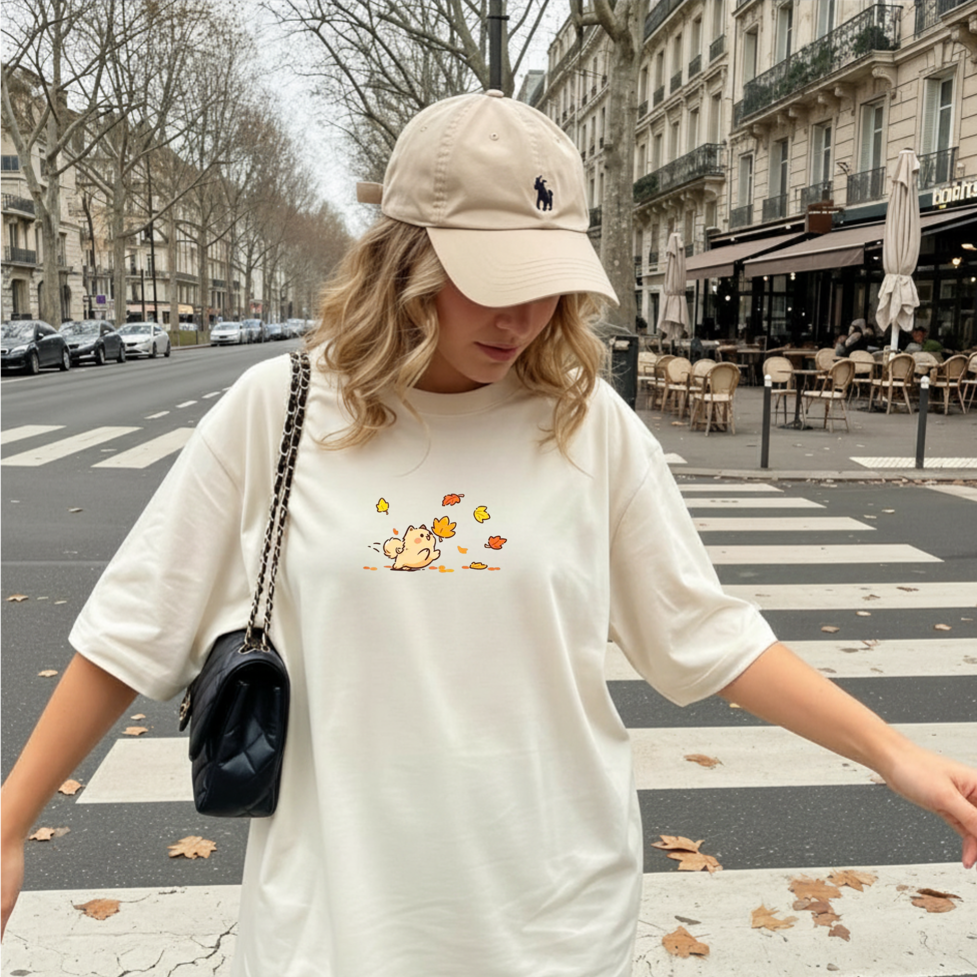 Comfort Colors Cute Dog Autumn Leaves T-Shirt, Kawaii Puppy Graphic Tee, Animal Shirt, Aesthetic Fall Outfit