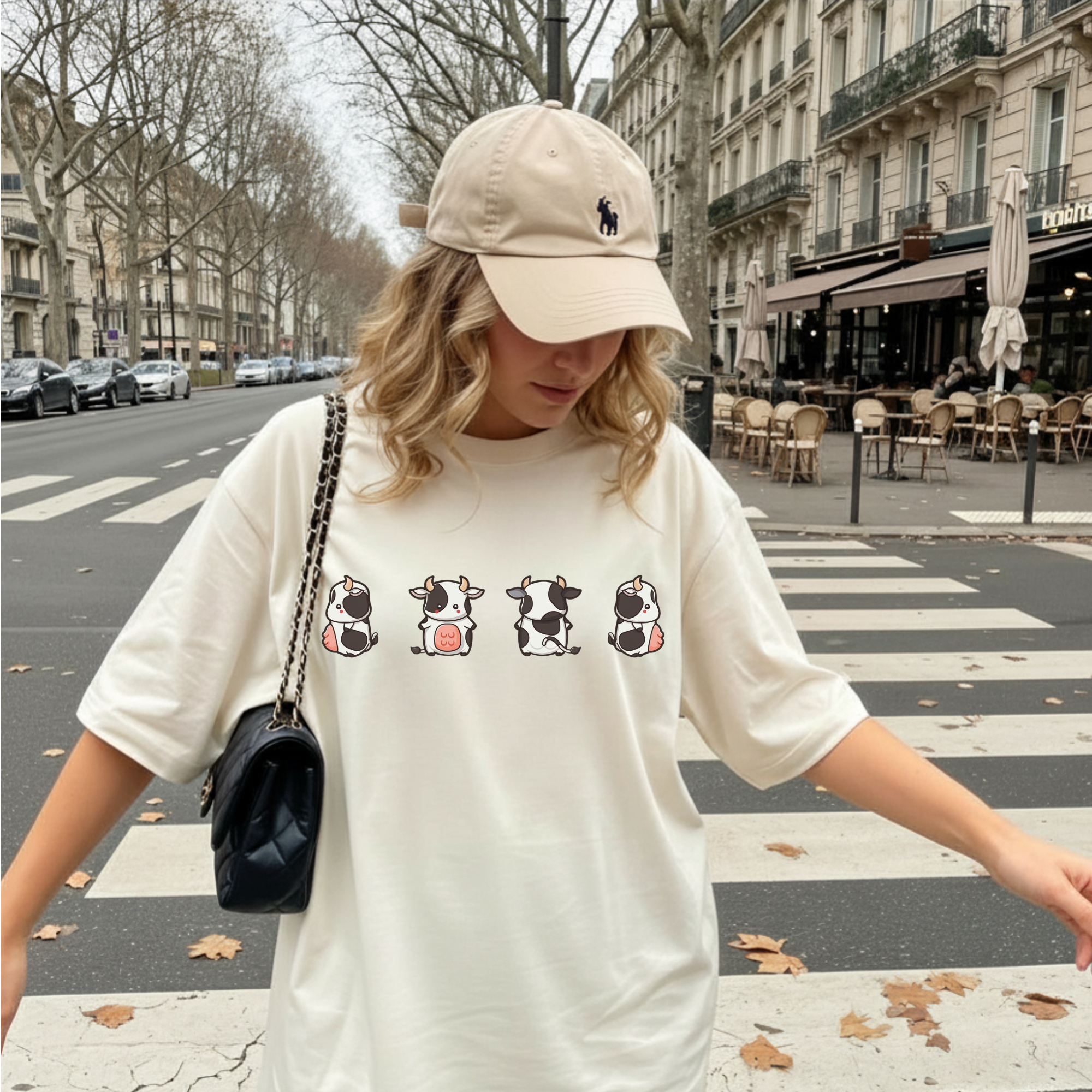Kawaii Mini Cows Graphic Tee | Cute Chibi Cow Shirt for Animal Lovers | Cute Farm Shirt