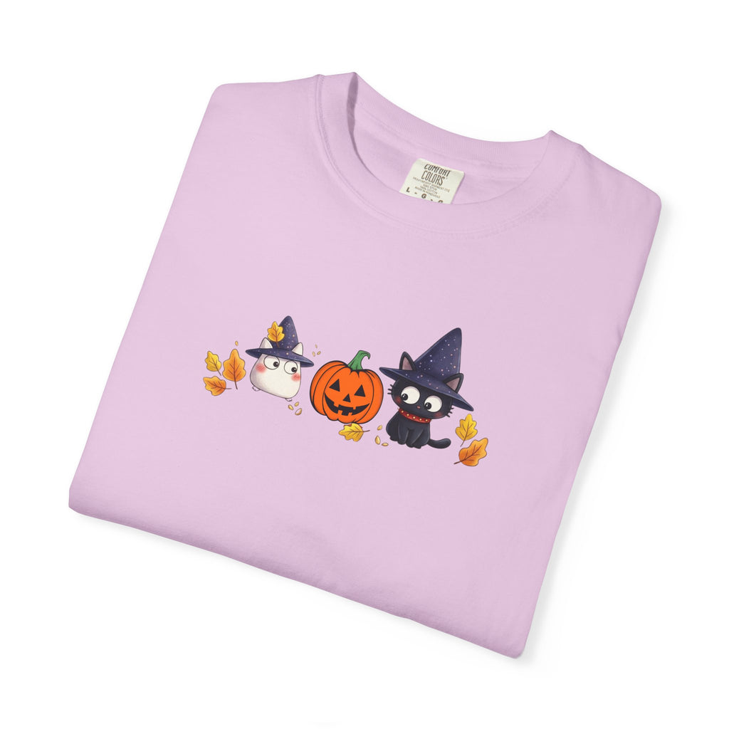 Cute Halloween Witch Cat & Ghost Pumpkin T-Shirt