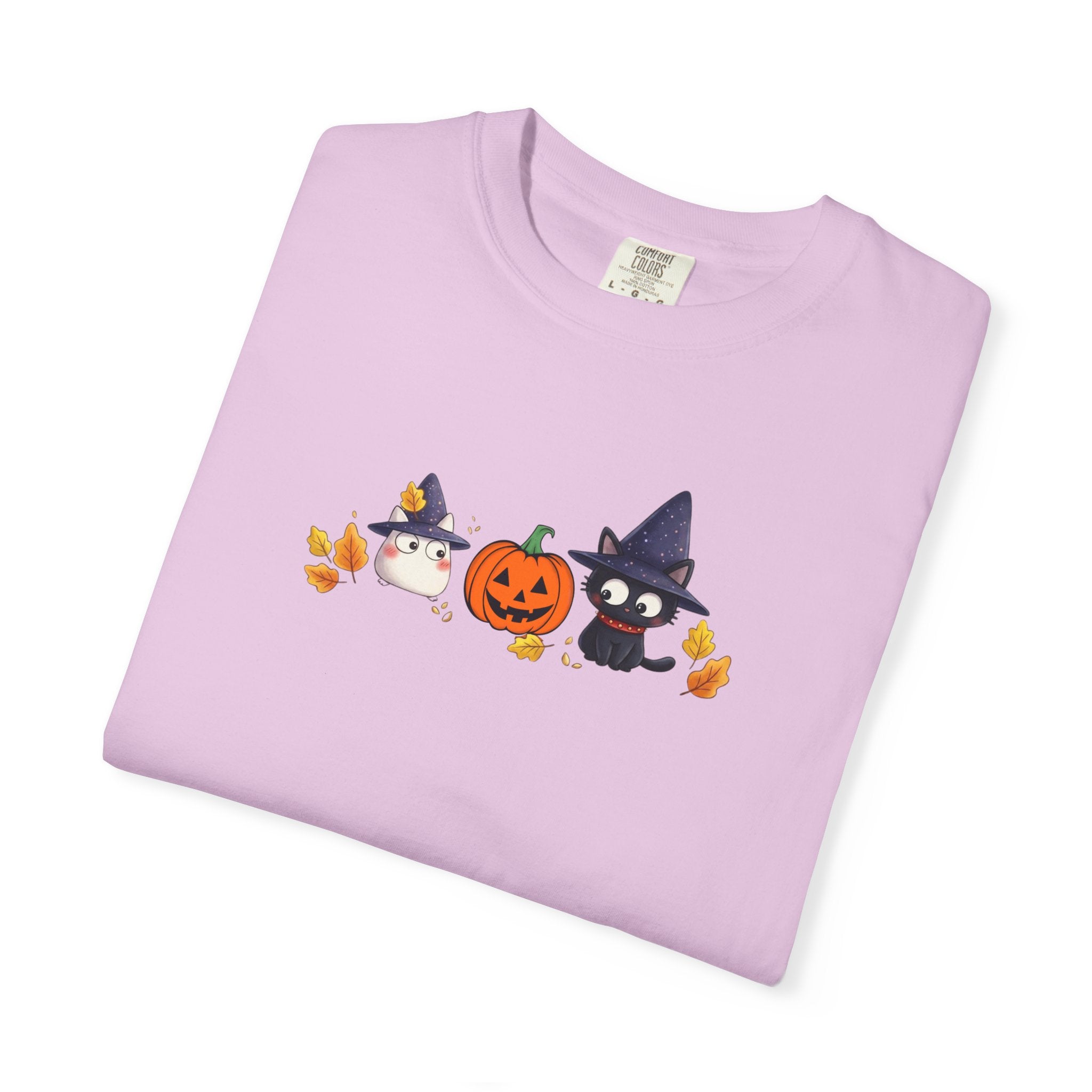 Cute Halloween Witch Cat & Ghost Pumpkin T-Shirt