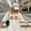 Spooky Season Pumpkin T-Shirt, Skeleton Hands Holding Pumpkins Graphic Tee, Cute Halloween Comfort Colors Shirt
