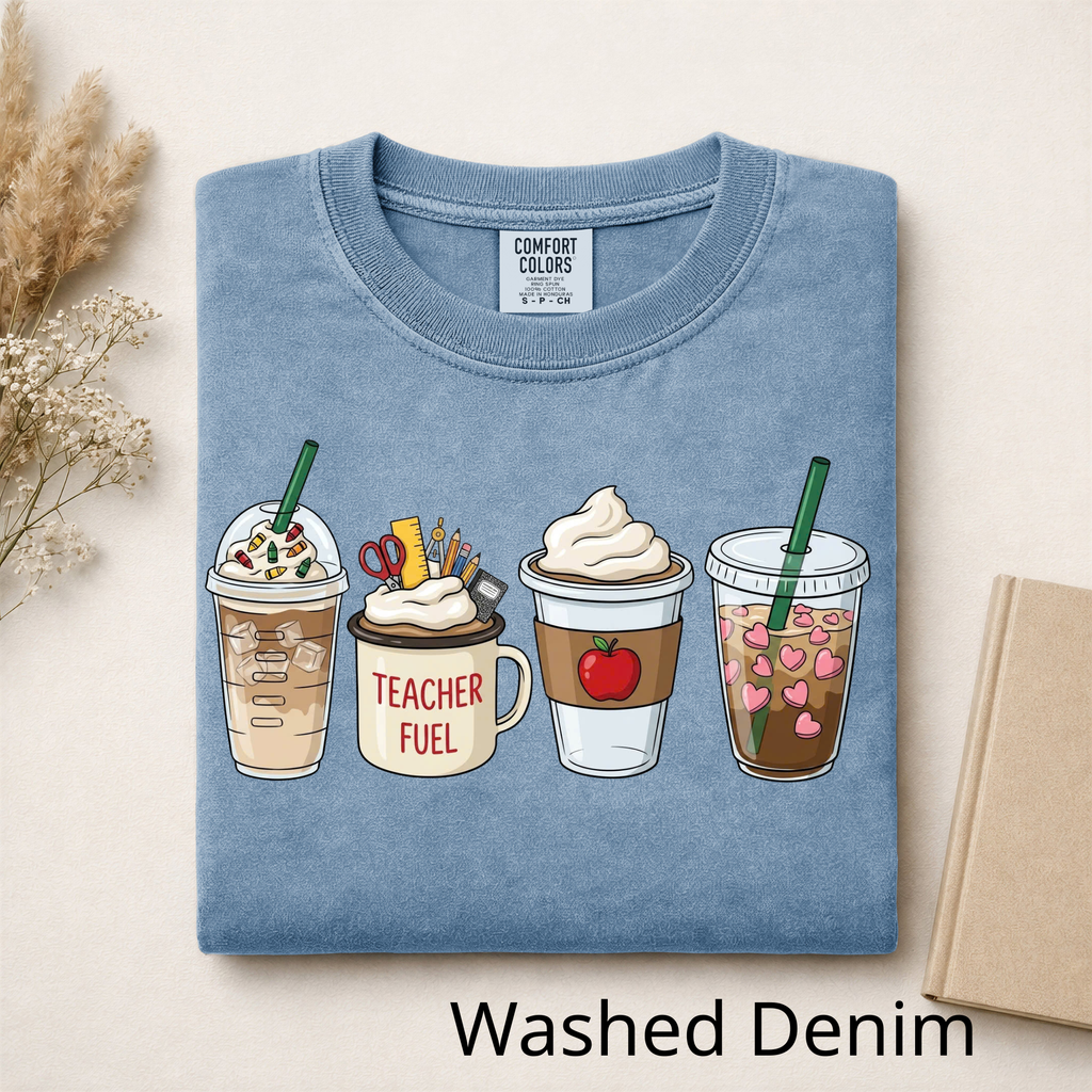 Teacher Coffee Fuel T-Shirt, Cute Teacher Graphic Tee, Back to School Shirt for Teachers, Caffeine Queen Teacher Shirt