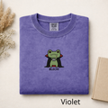 Vampire Frog Embroidered T-Shirt, Blech Cute Frog Tee, Spooky Season Aesthetic Shirt, Funny Gothic Animal Embroidery Gift