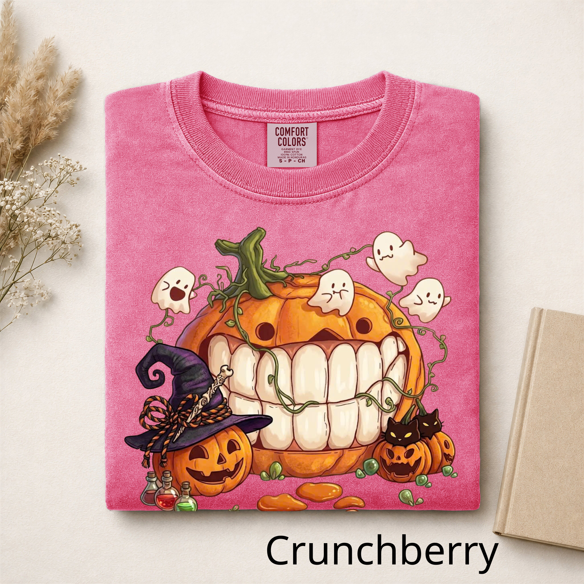 Halloween Pumpkin T-Shirt, Spooky Cute Ghost Graphic Tee, Funny Witch Hat Pumpkin Shirt, Retro Style Fall Festival T-Shirt, Cute Halloween Gift