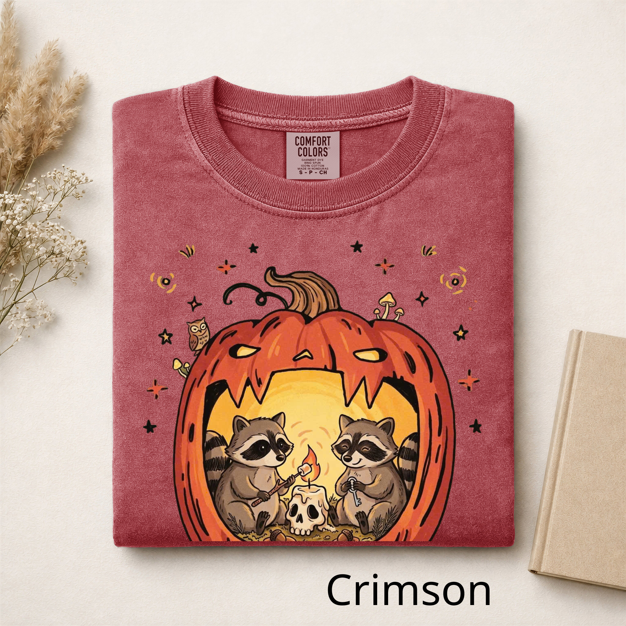 Raccoon Pumpkin Halloween Shirt, Spooky Season Comfort Colors T-Shirt, Cute Autumn Animal Graphic Tee