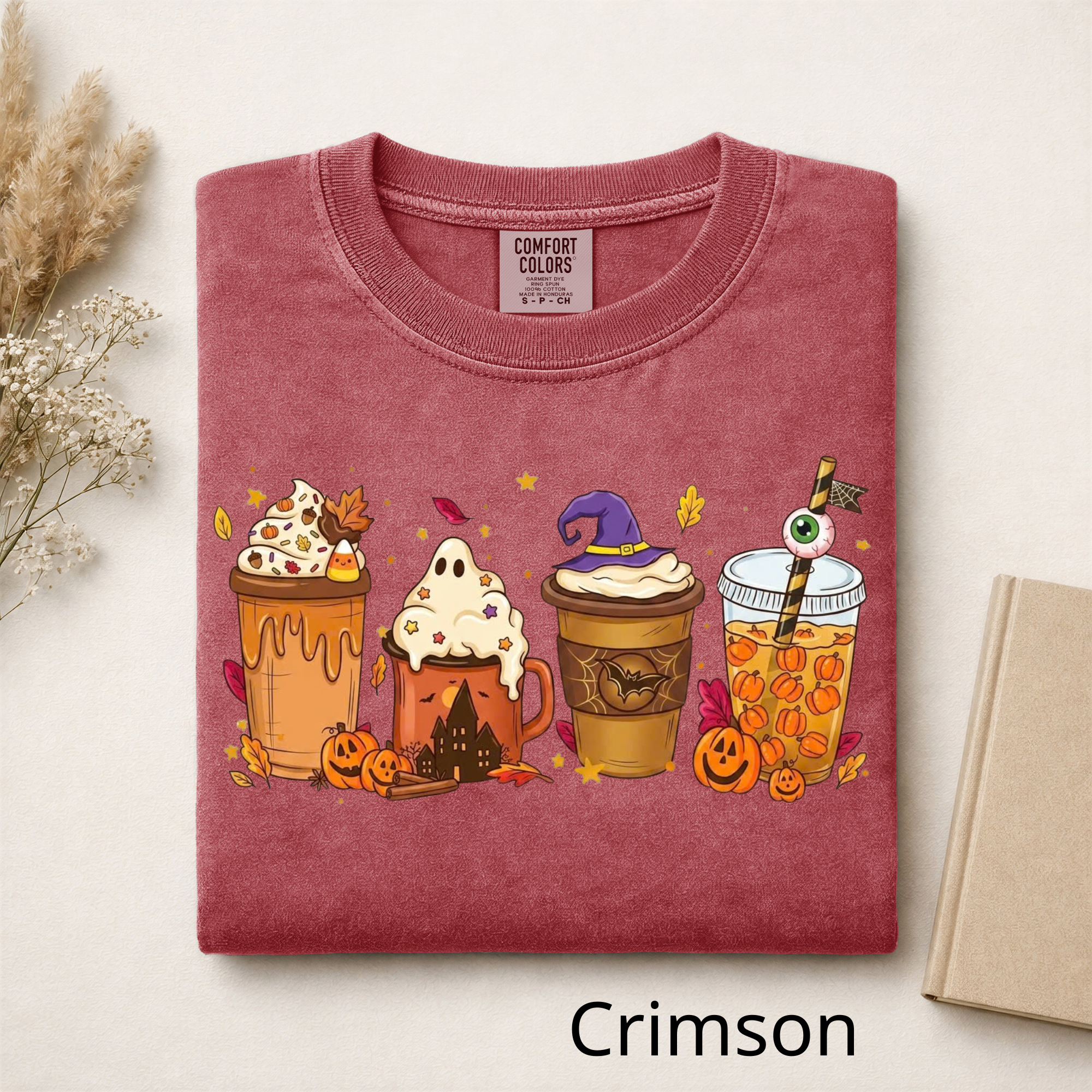 Fall Vibes Halloween Drinks Graphic Tee, Iced Coffee Ghost Shirt, Cozy Autumn Season Shirt, Funny Coffee Lover Gift