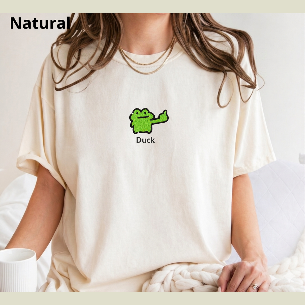 Meme Frog Embroidered Frog Tee | Funny Cute Frog Shirt