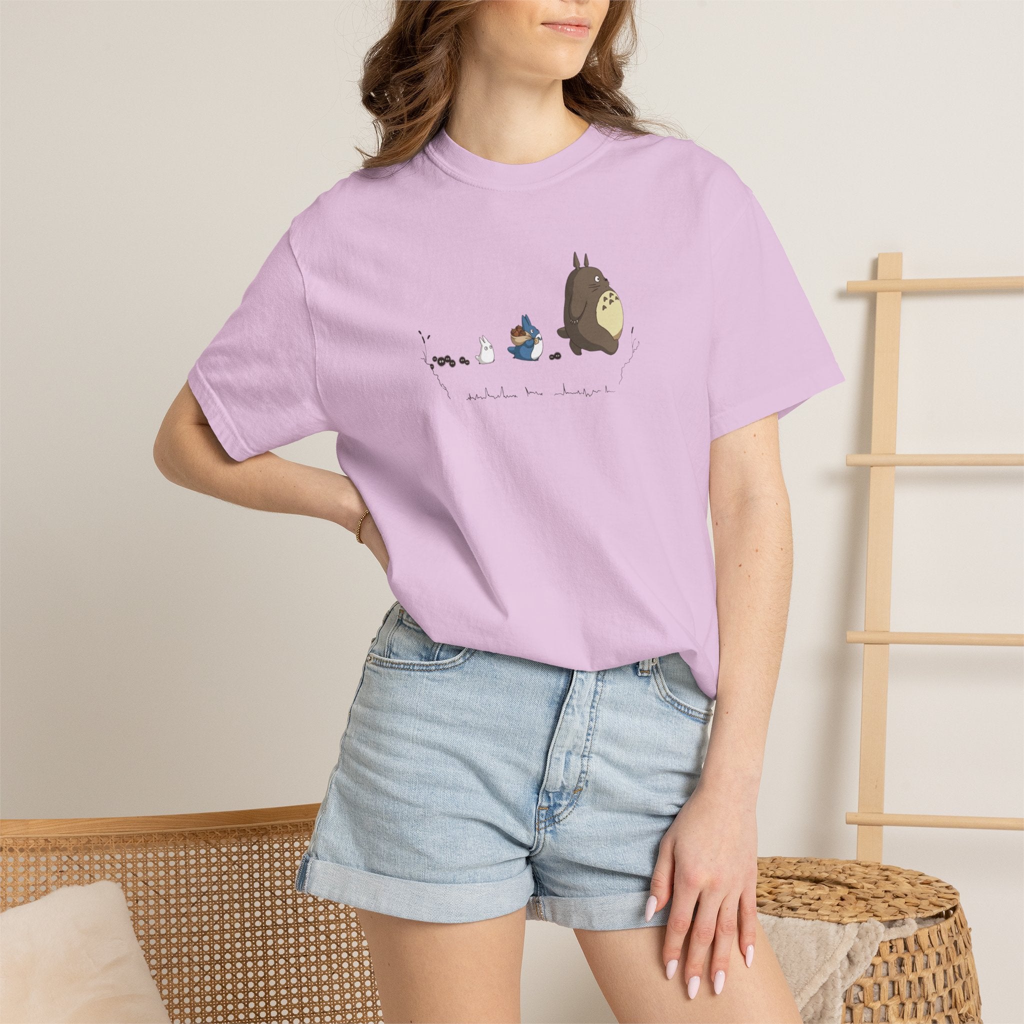 Comfort Colors® Totoro and Friends Anime T-Shirt, Studio Ghibli Graphic Tee, Vintage Casual Japanese Animation Shirt