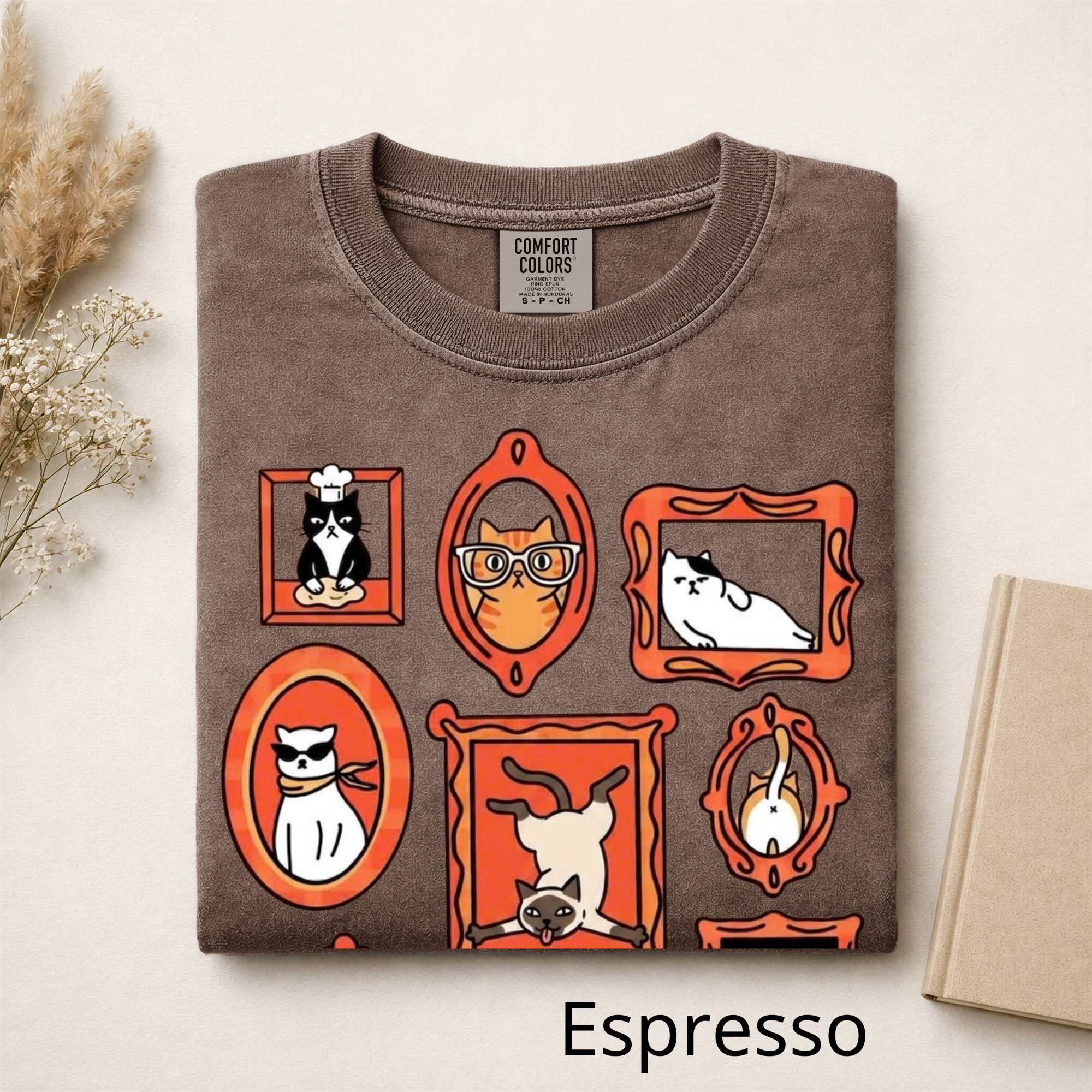 Vintage Cat Gallery T-Shirt, Funny Cats in Frames Graphic Tee, Cute Cat Lover Gift, Aesthetic Retro Animal Shirt