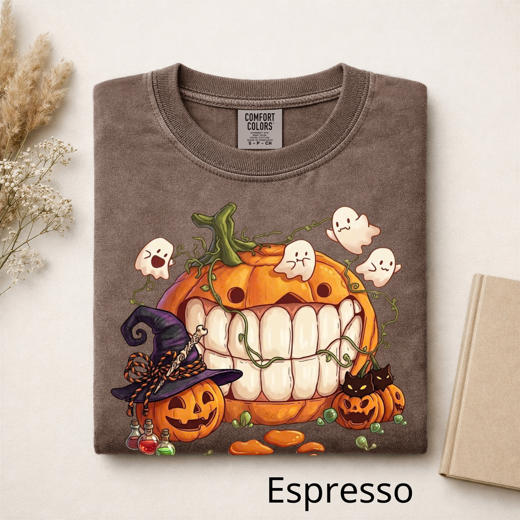Halloween Pumpkin T-Shirt, Spooky Cute Ghost Graphic Tee, Funny Witch Hat Pumpkin Shirt, Retro Style Fall Festival T-Shirt, Cute Halloween Gift