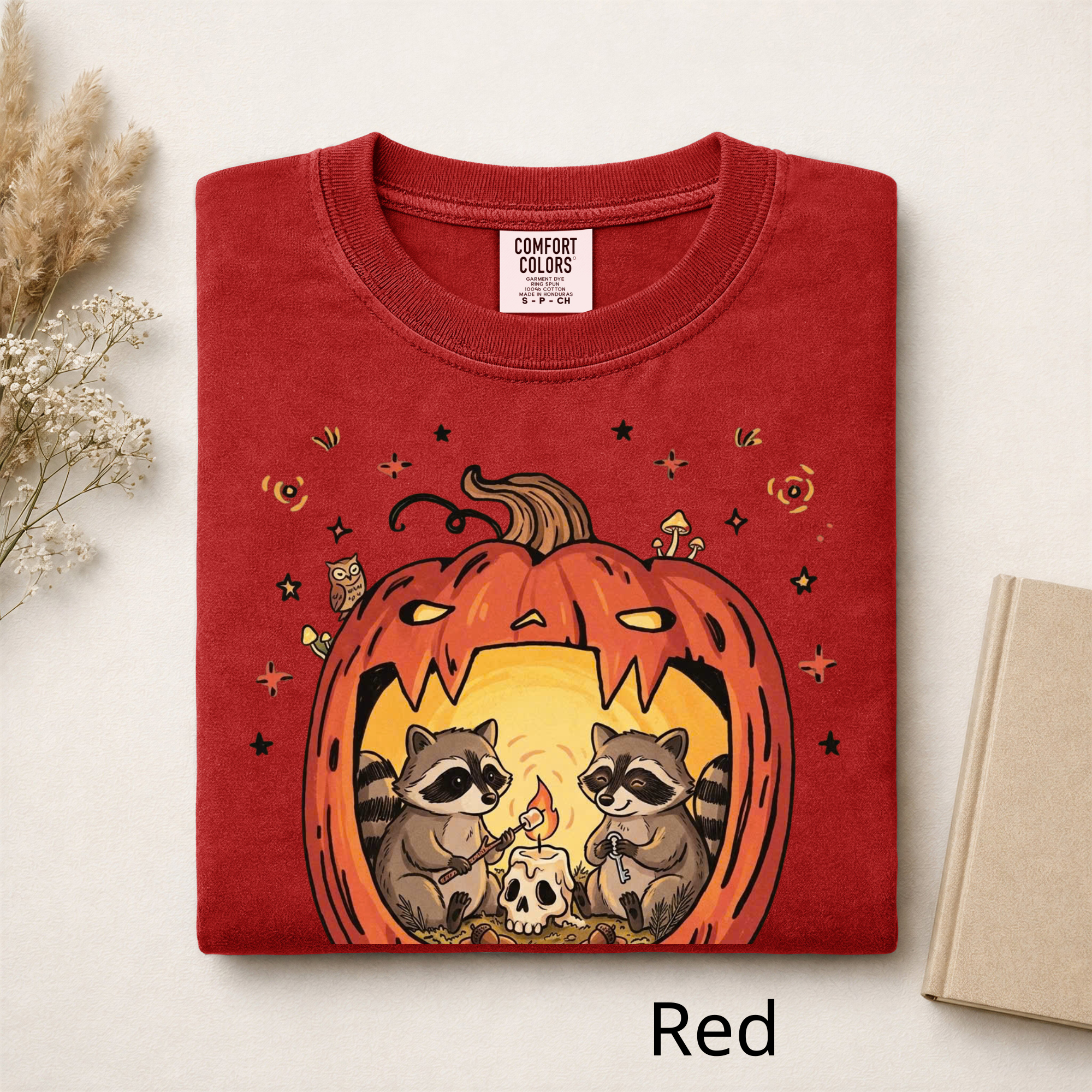 Raccoon Pumpkin Halloween Shirt, Spooky Season Comfort Colors T-Shirt, Cute Autumn Animal Graphic Tee