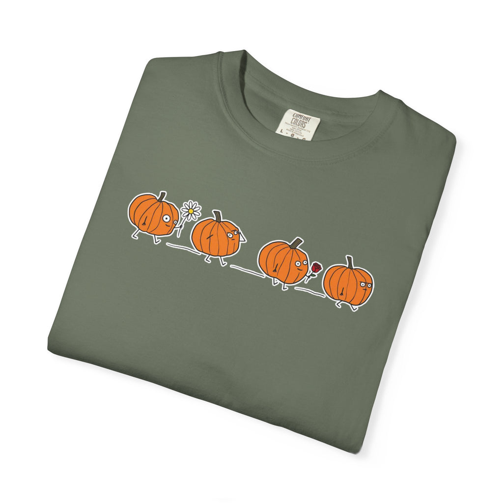 Cute Pumpkin Parade Comfort Colors T-Shirt — Cute Minimal Halloween Pumpkin Tee, Fall Aesthetic Graphic Tee