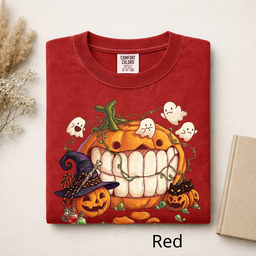 Halloween Pumpkin T-Shirt, Spooky Cute Ghost Graphic Tee, Funny Witch Hat Pumpkin Shirt, Retro Style Fall Festival T-Shirt, Cute Halloween Gift