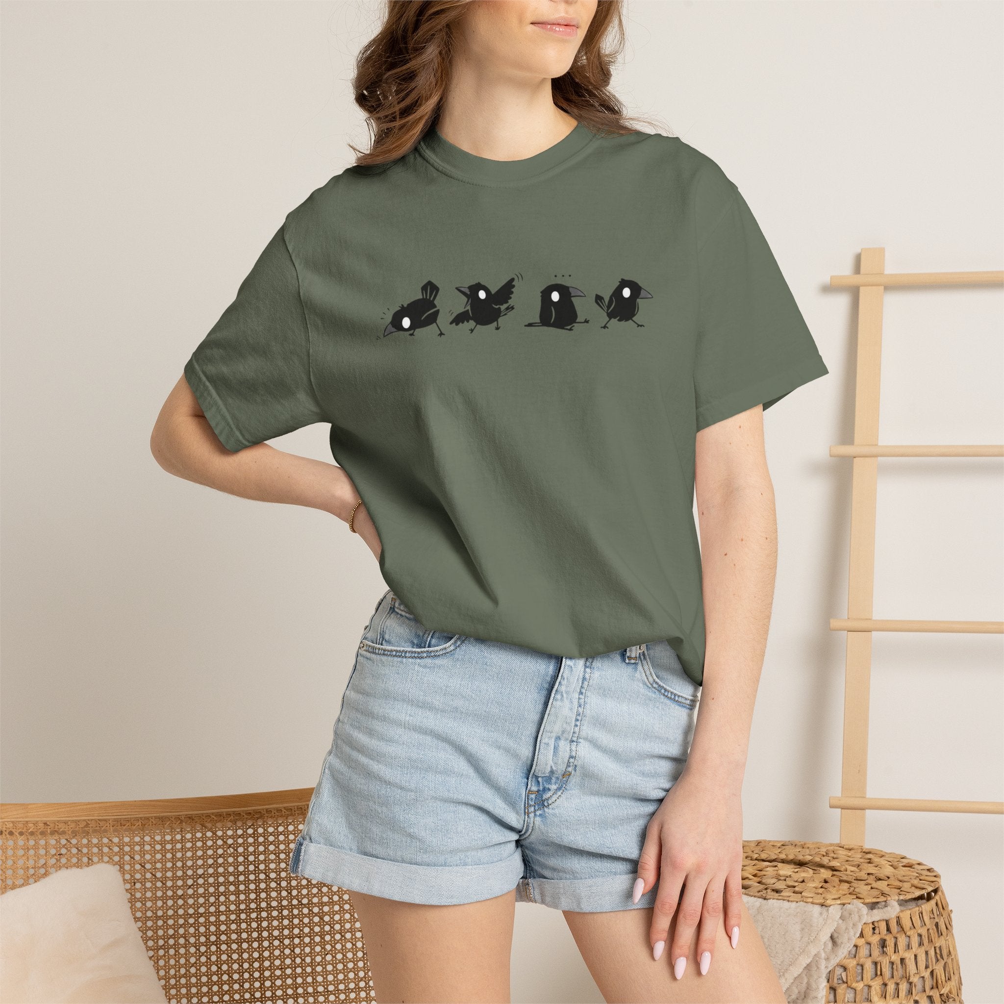 Cute Silly Birds Comfort Colors T-Shirt, Funny Crow Graphic Tee, Kawaii Animal Aesthetic Shirt, Casual Vintage Top
