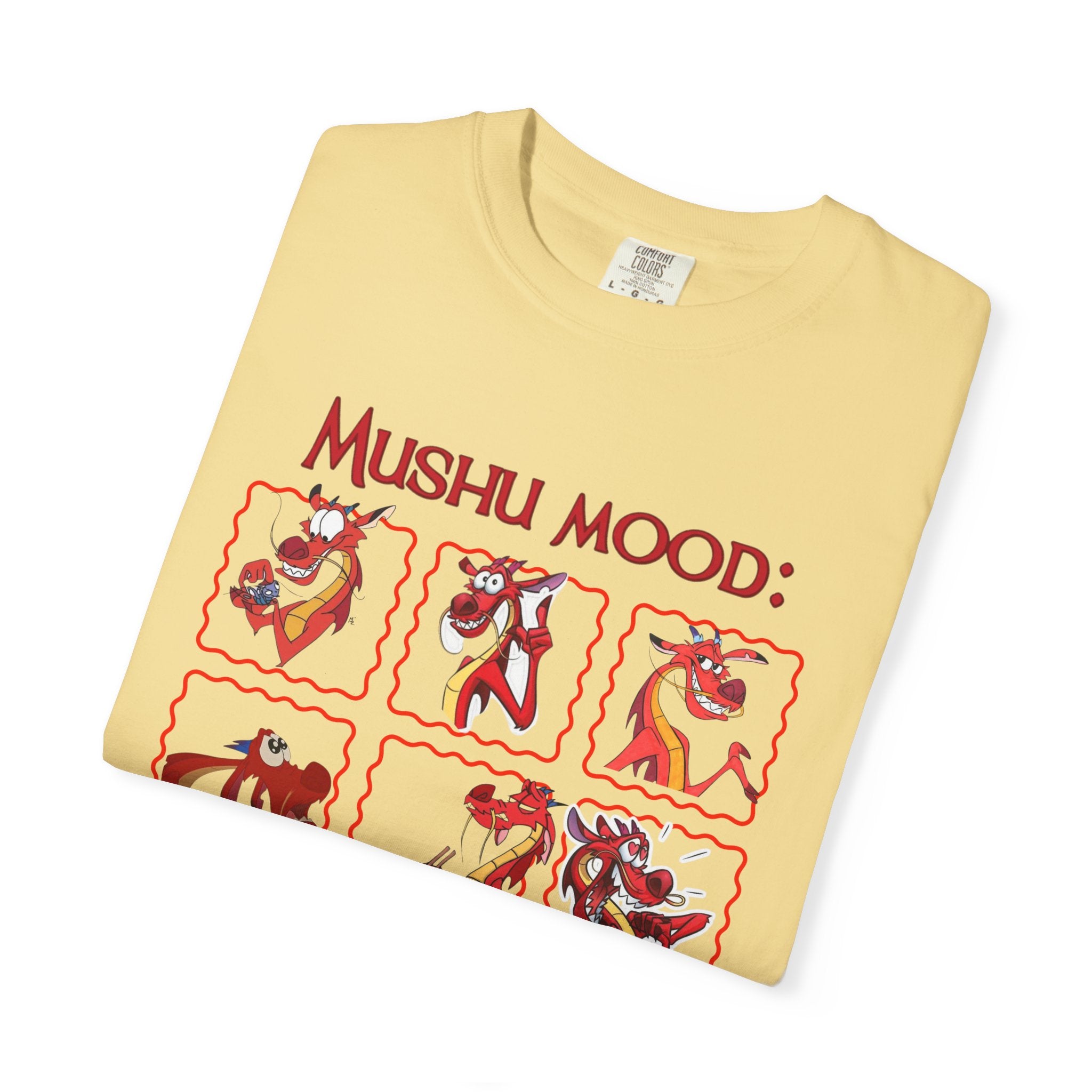 Retro "Mushu Mood" Shirt, Dragon Graphic Tee, Cute Face Emotion Of Mushu T-Shirt | Mulan Princess Tee