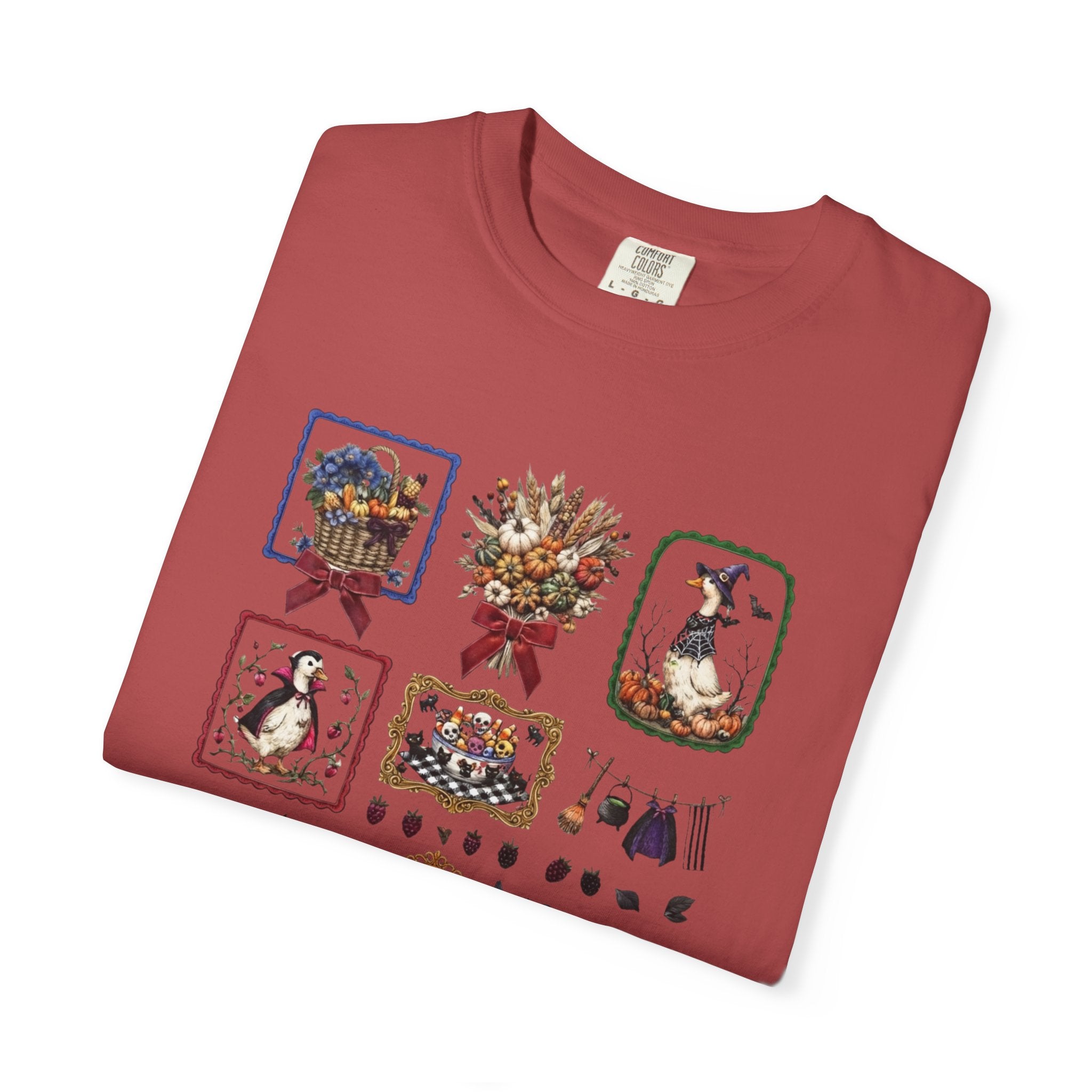 Vintage Halloween Duck Graphic T-Shirt - Spooky Autumn Fall Season Crewneck Tee — Garden Collage Tee