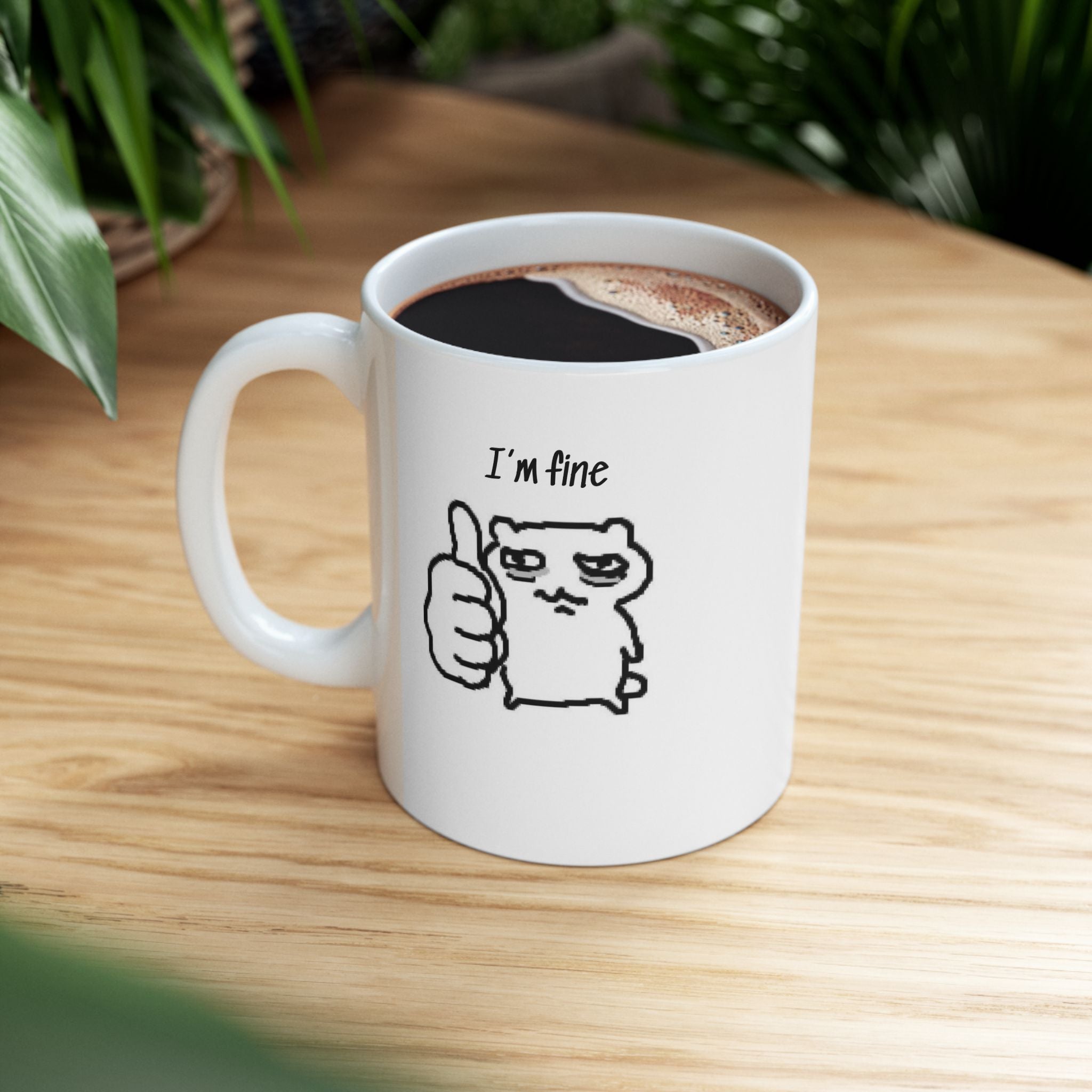 I'm Fine Thumbs Up Cartoon Hand Mug | Ceramic Coffee Tea Cup
