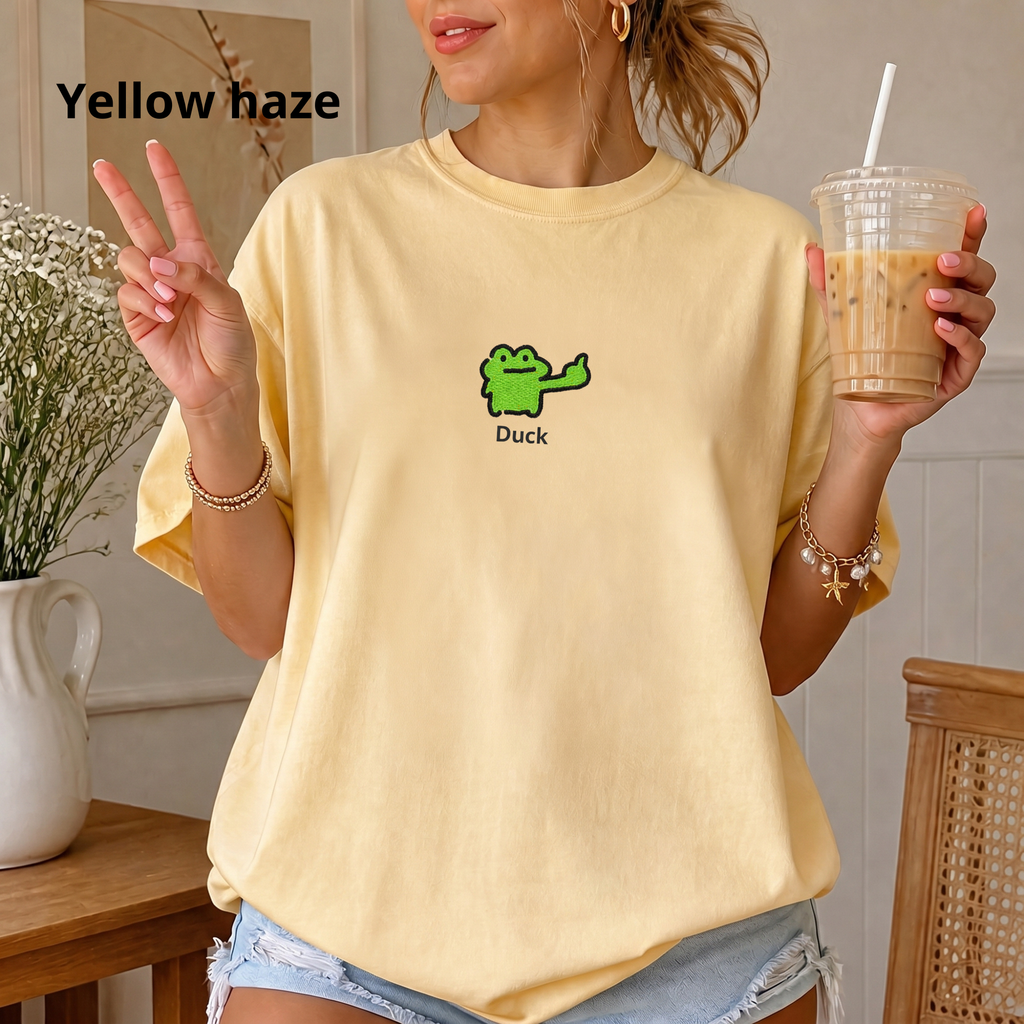 Meme Frog Embroidered Frog Tee | Funny Cute Frog Shirt